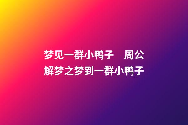 梦见一群小鸭子　周公解梦之梦到一群小鸭子